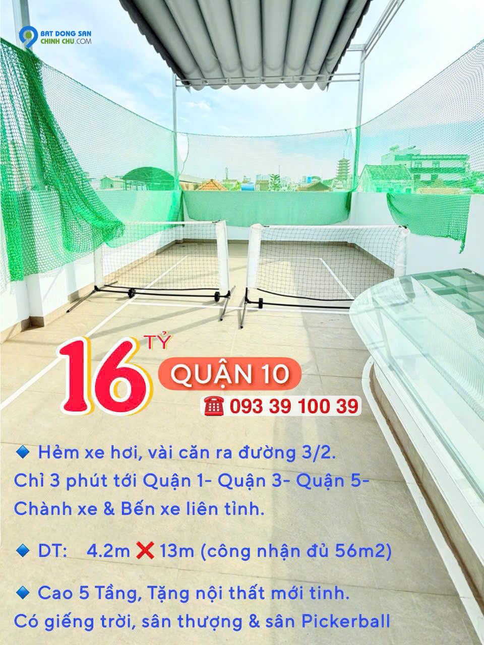 BÁN NHÀ Q10- HXH 6M- 3 THÁNG 2- SÂN PICKLEBALL- CĂN GÓC 5 TẦNG 56m2 ĐỦ NỘI THẤT. Mr Vũ 0933 910 039