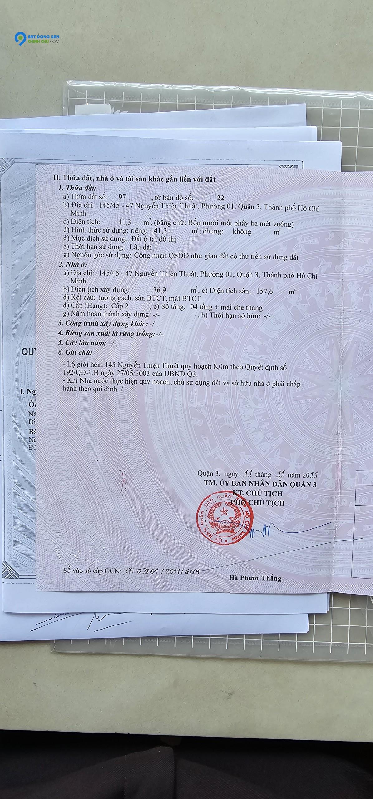 Bán Nhà 145/45 Nguyễn Thiện Thuật, P1, Q3 thuận tiện kinh doanh