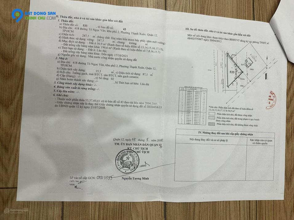 Bán kho, nhà xưởng tại mặt tiền đường Tô Ngọc Vân, 1500m2, Q12, HCM - giá cực chất