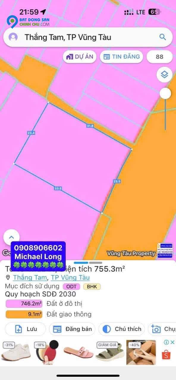 Bán nhà mặt phố Xô Viết Nghệ Tĩnh, Vũng Tàu, DT 755m2, giá 85 tỷ, sổ hồng.