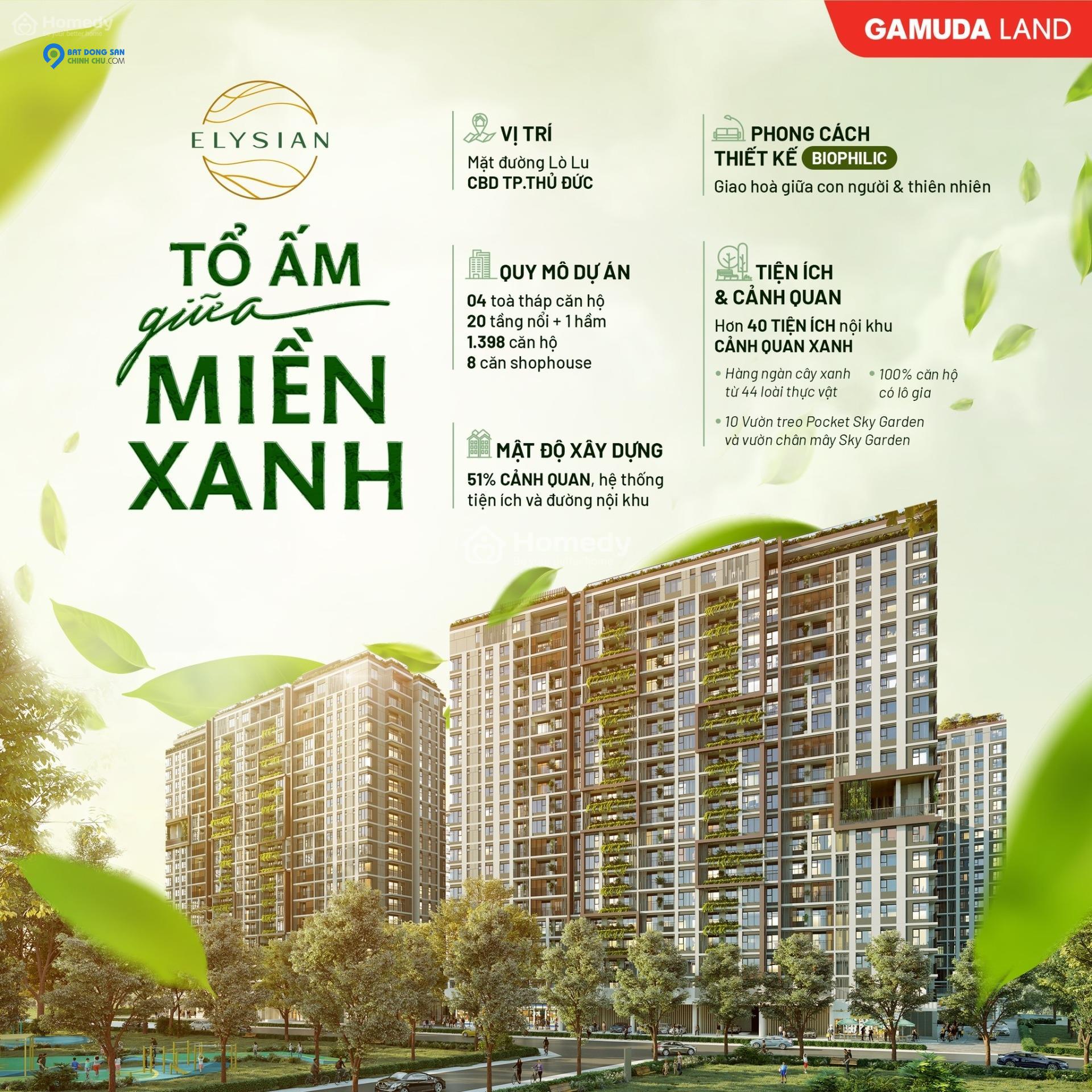 Căn hộ Elysian quận 9, rổ hàng đa dạng các căn từ 1,2,3PN giá tốt view đẹp, mua ngay trực tiếp CĐT, CK 8%, Thanh toán 5% ký HĐMB