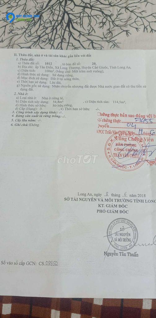 Chính chủ cần bán căn nhà tại Đường Trân Thị Non, Xã Long Thượng, Huyện Cần Giuộc, Long An