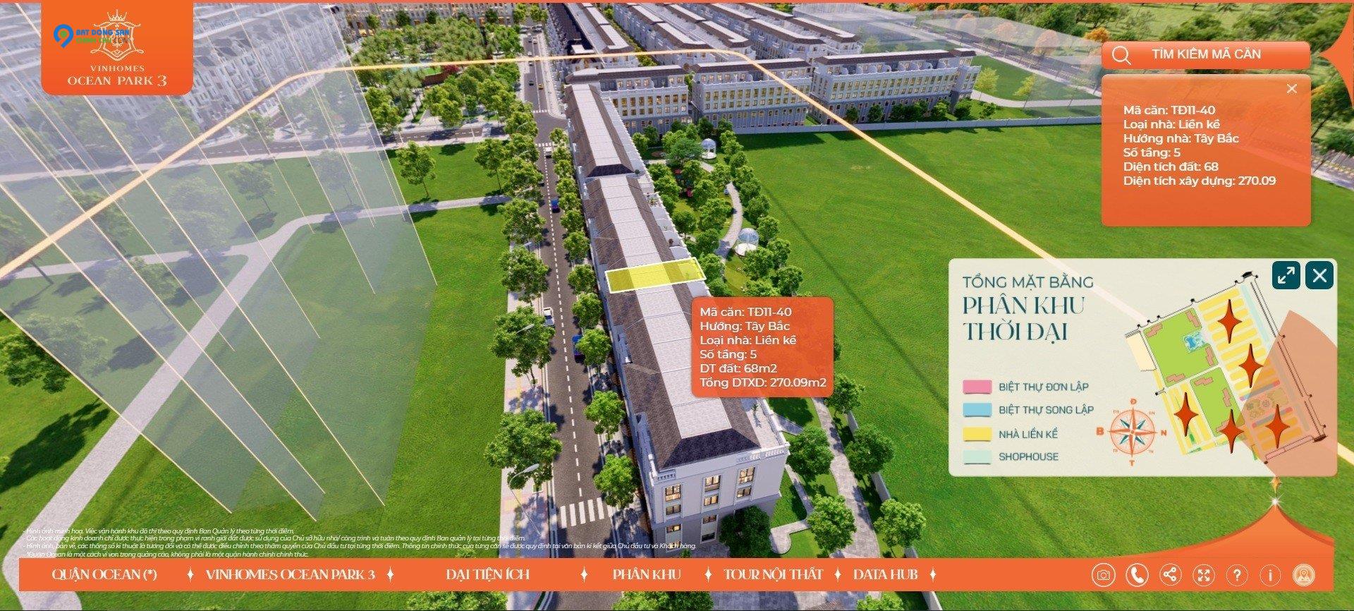 Shophouse liền kề 68m2 đối diện chung cư dãy TĐ11 tiềm năng kinh doanh tốt nhất Vinhomes Ocean Park 3