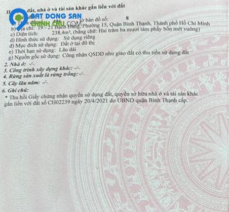Siêu Phẩm Bình Thạnh: Ngôi Nhà Rộng Lớn, Giá Cực Kỳ Hấp Dẫn : 238,4m2