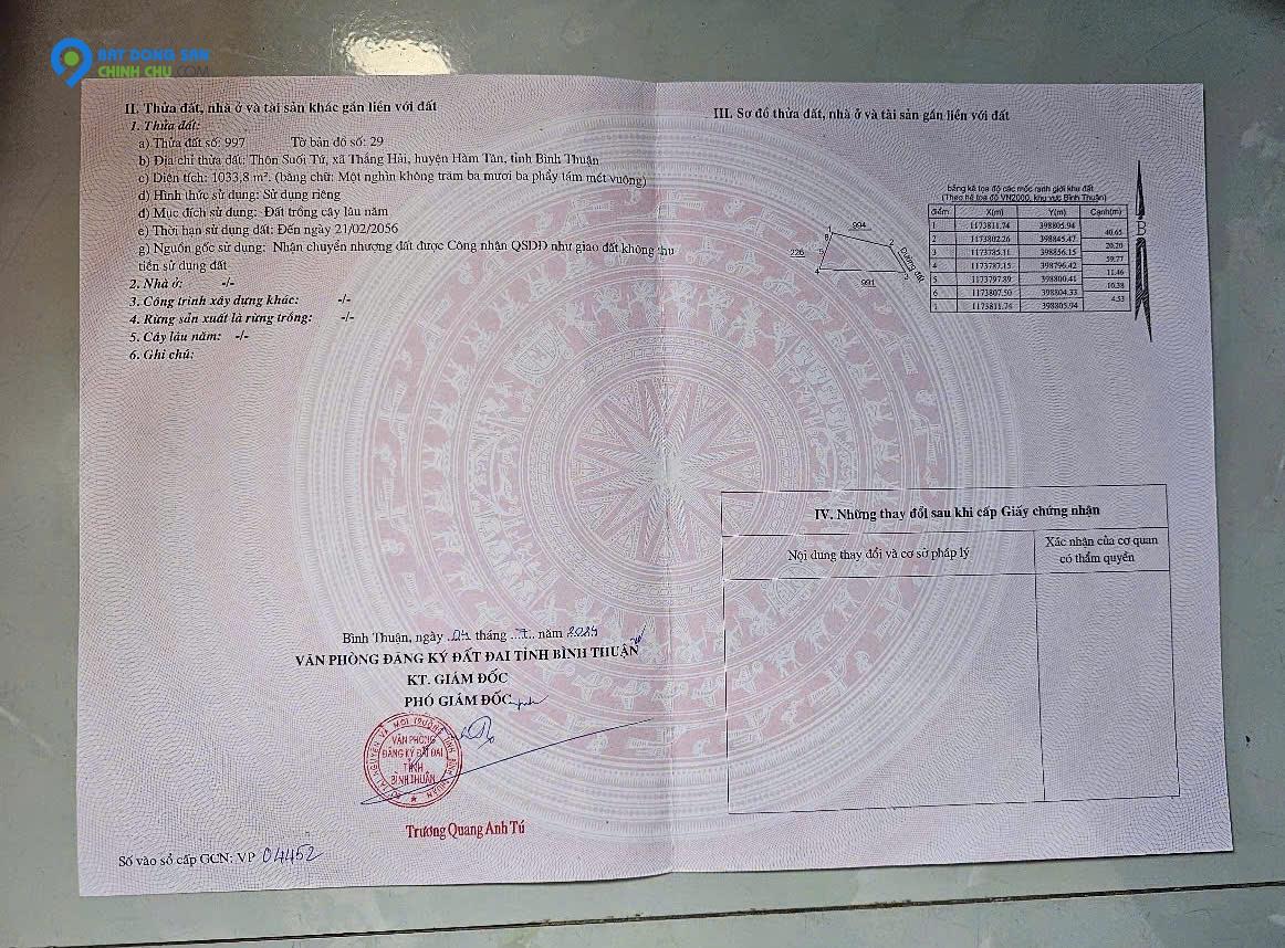 khả năng Đầu Tư Vàng: 1033m2 Đất Thổ Cư Quốc Lộ 55, Hàm Tân - Bình Thuận, Chỉ 1 Tỷ!